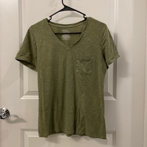 Green V-Neck T-shirt with Pocket